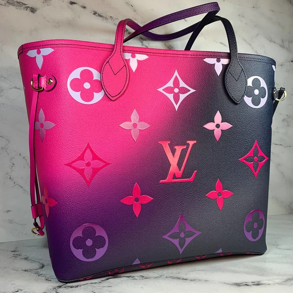 ❌❌ Louis Vuitton Midnight Fuschia Neverfull MM Monogram purple/pink shoulder bag - Picture 10 of 12